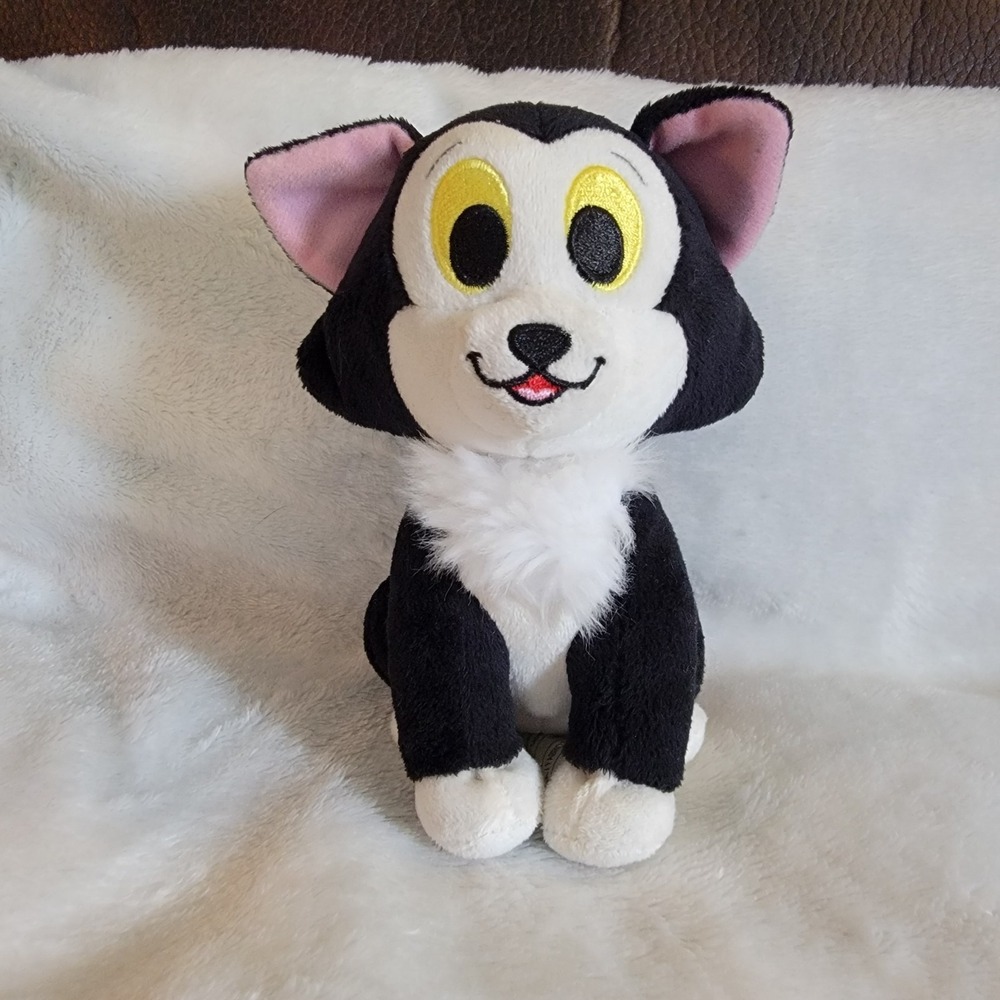Disney Store Figaro Cat Plush Pinocchio Black White 7" Stuffed Animal